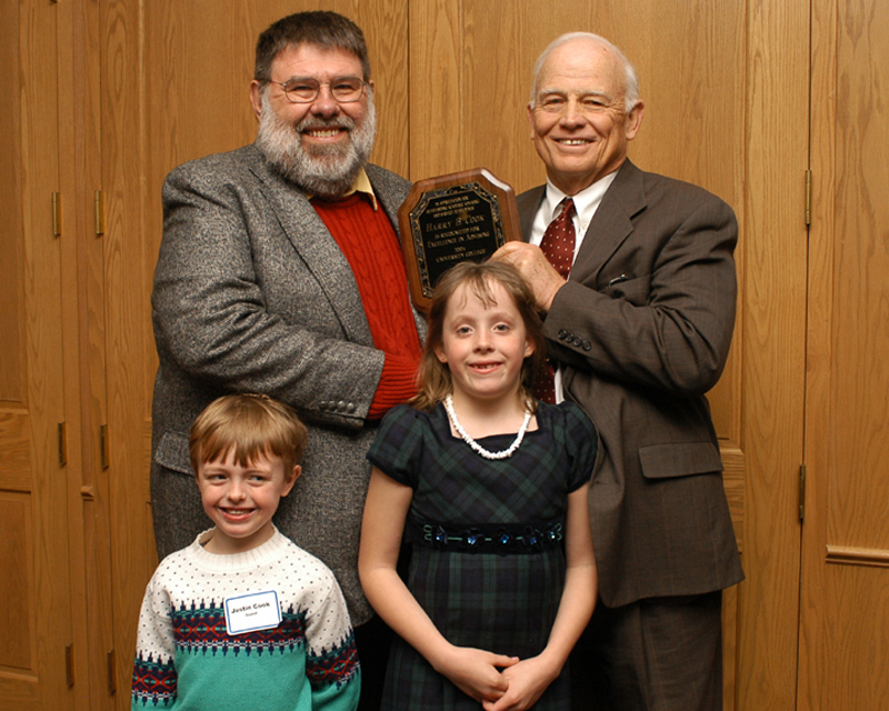 Harry Cook and children with President Keiser