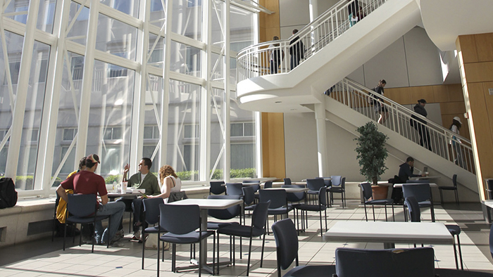 Inside view of the first floor of Strong Hall.