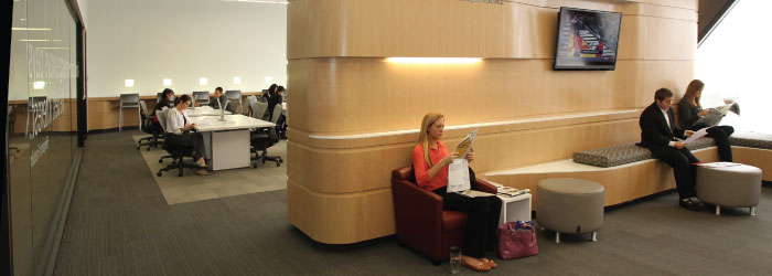 Students relaxing in student lounge