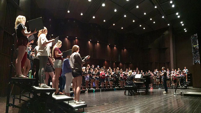 Photo of students singing at MSU Choral Institute