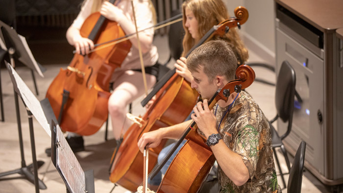 Student cello musicians at Missouri State University