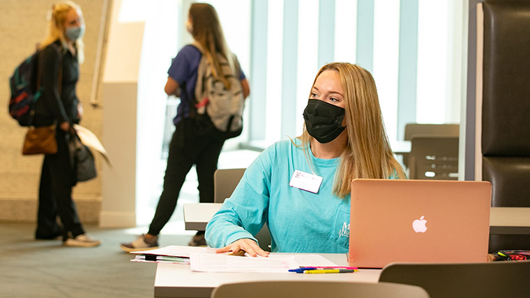 Nursing student studying in O’Reilly Clinical Health Sciences Center.