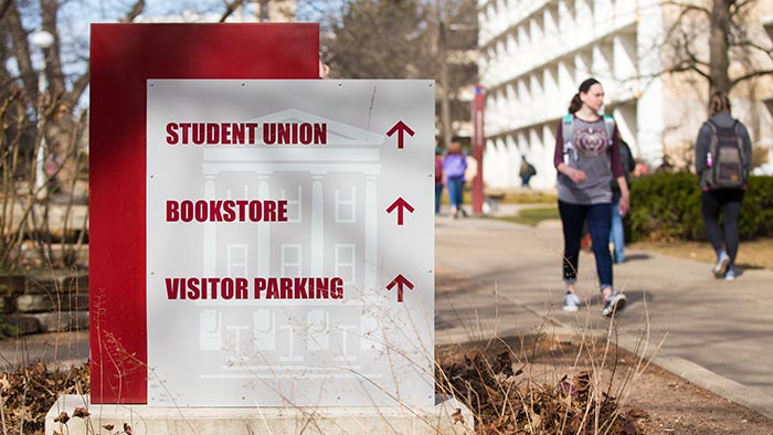 Missouri State University students walking on campus.
