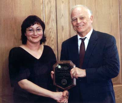 Faculty recipient Maria Michalczyk-Lillich with President Keiser