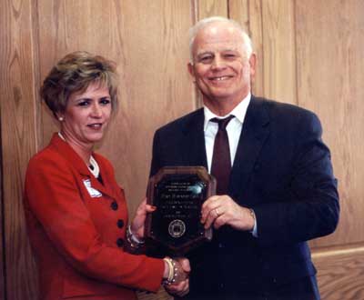 Staff recipient Mary Chin with President Keiser