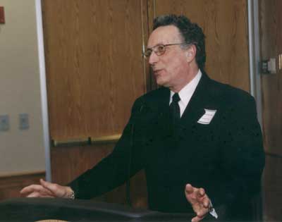 Dean Curtis P. Lawrence making comments at the 2003 excellence in Advising Award Reception