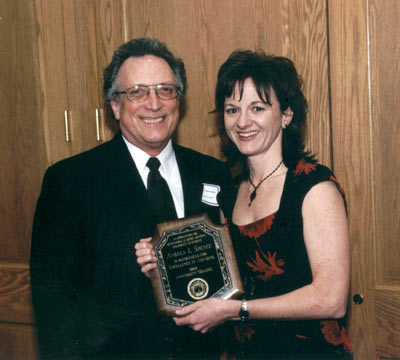 Dean Curtis P. Lawrence with staff recipient Angela Spence