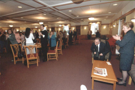 Dean Curtis P. Lawrence is recognized for his support of the Excellence in Advising Award with a standing ovation.