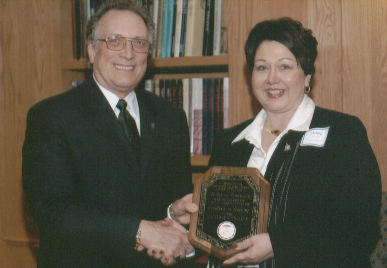 Dean Curtis P. Lawrence with staff recipient Debbie Goodale