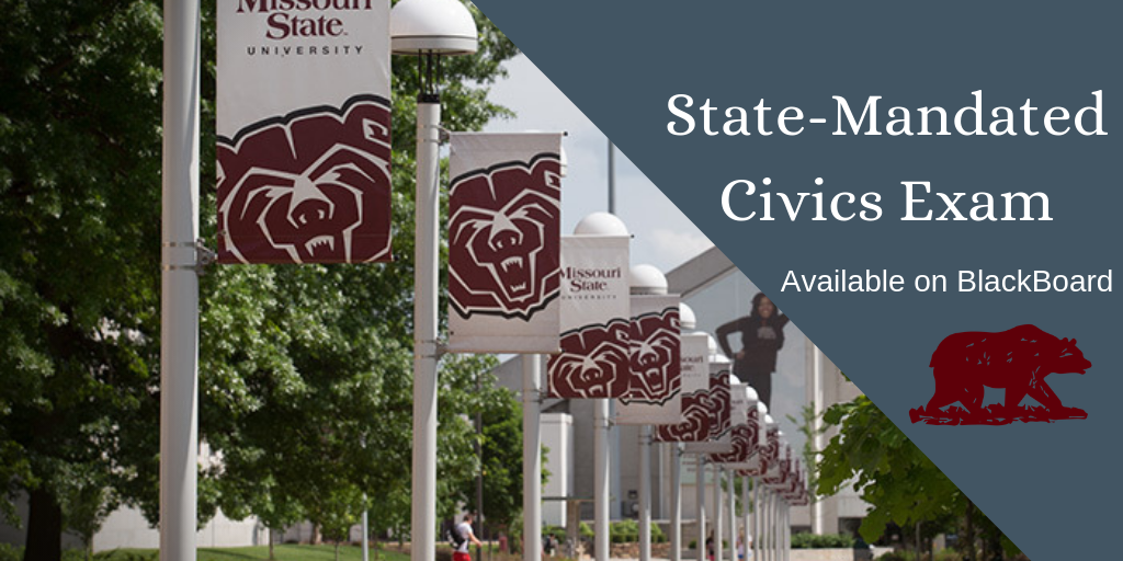 Banner that reads State-Mandated Civics Exam Available on Blackboard