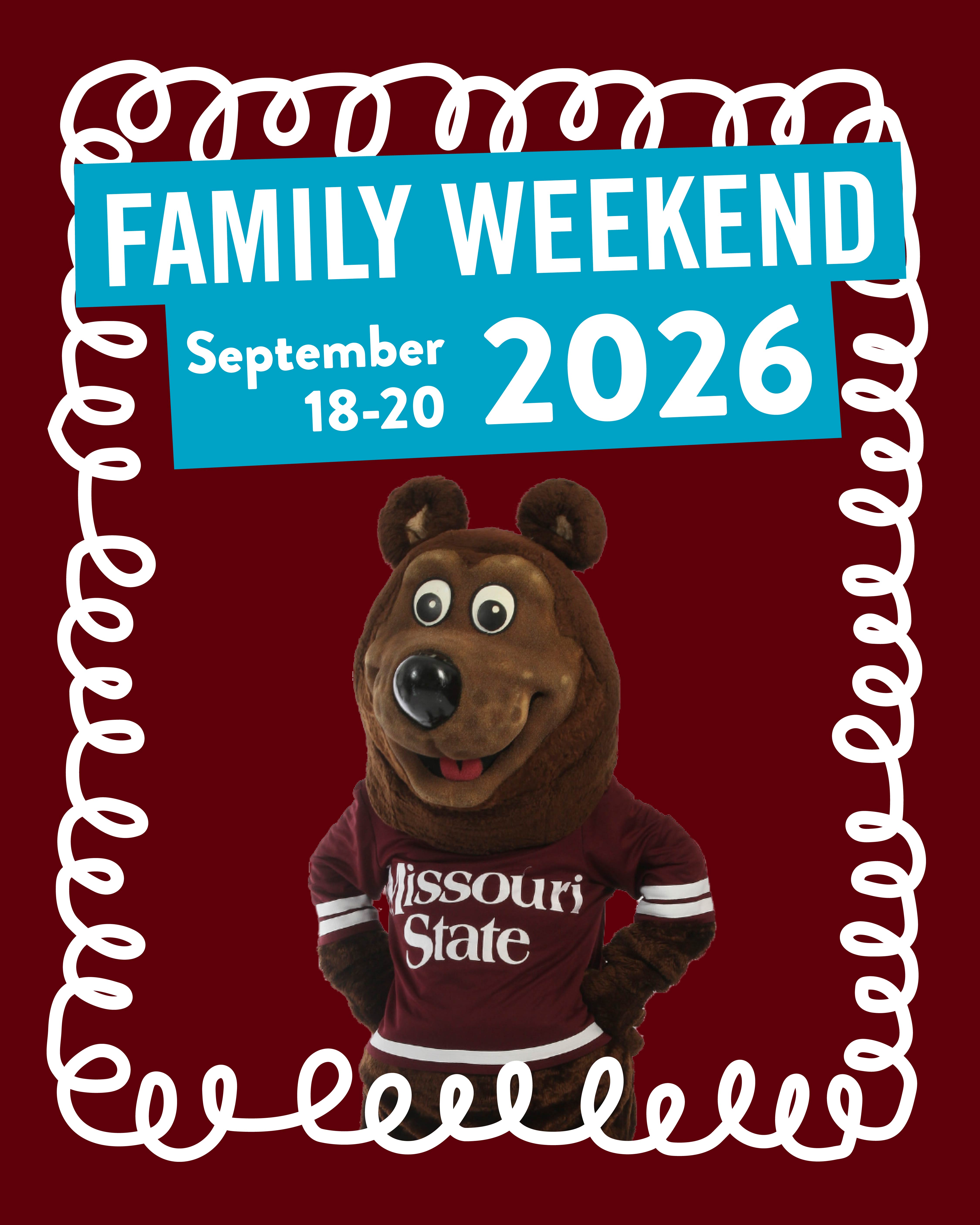 Family Weekend 2026 Family Weekend 2026 Graphic with Boomer Bear