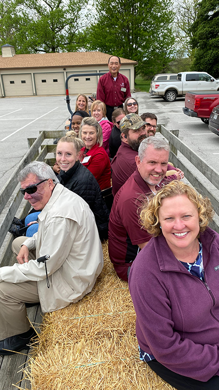 PAL group on hay wagon at the Mtn Grove campus