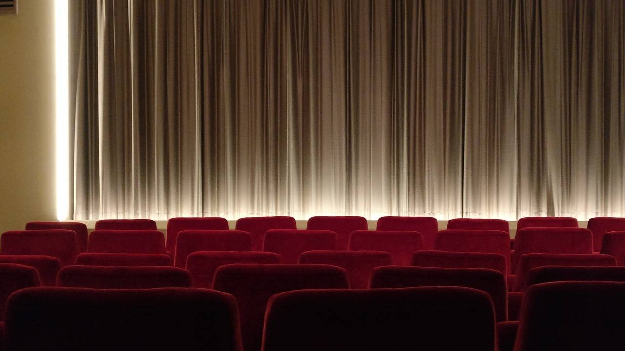 movie theater curtain and chairs