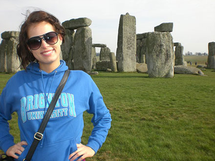Patricia Stoll in front of Stonehenge