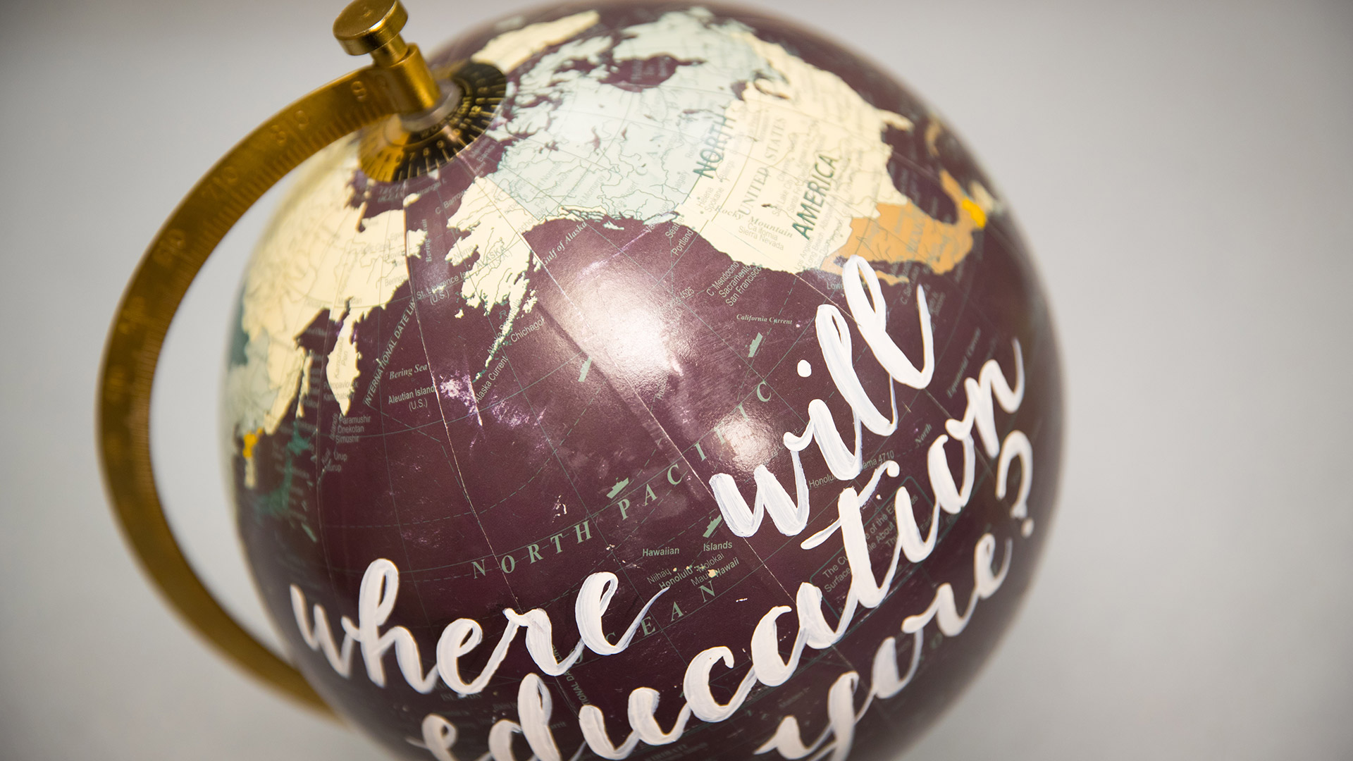 Globe with text "Where will education take you?"