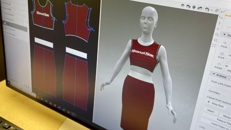 Missouri State clothing designs shown on a computer screen.