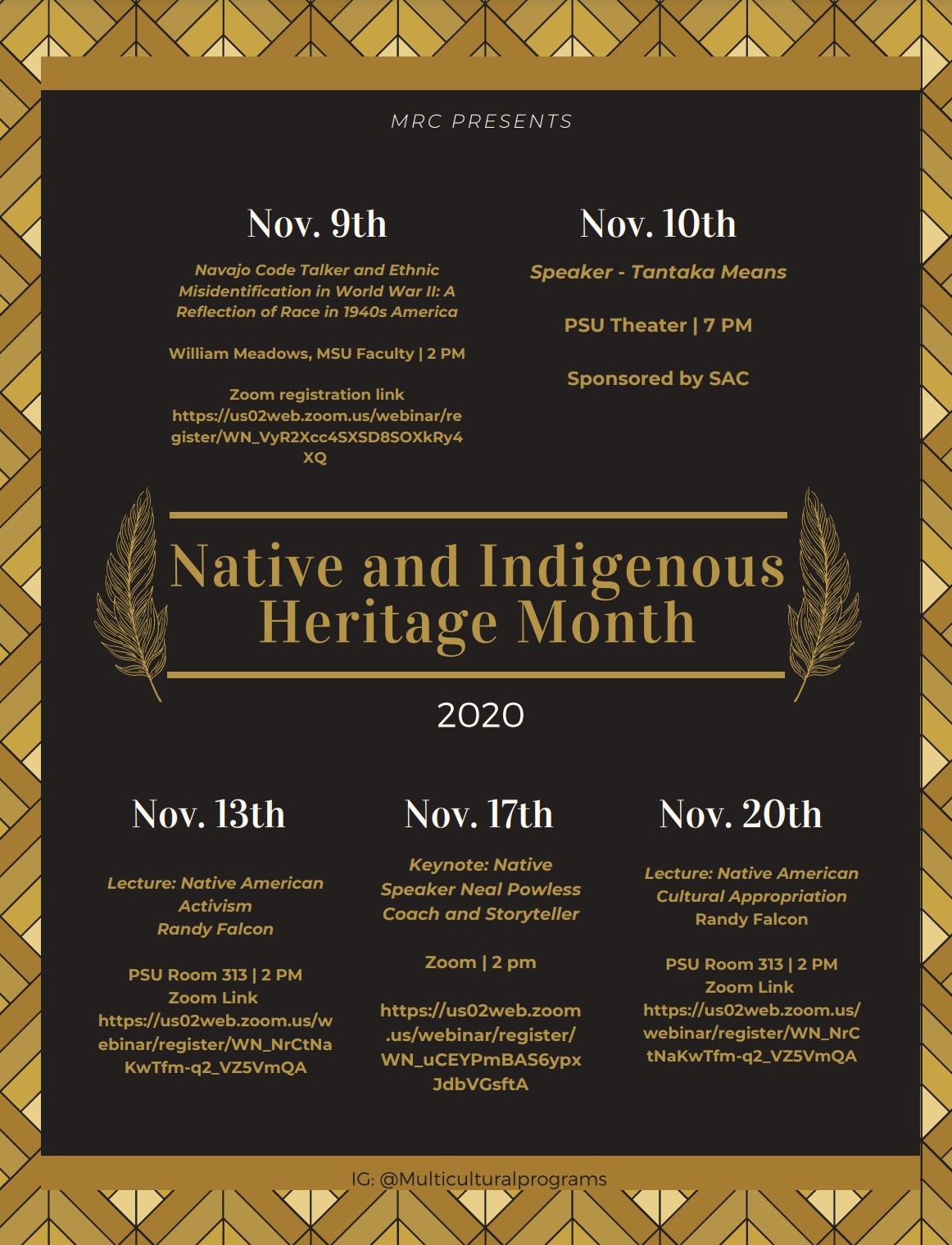 Calendar for Native American and Indigenous Peoples Month