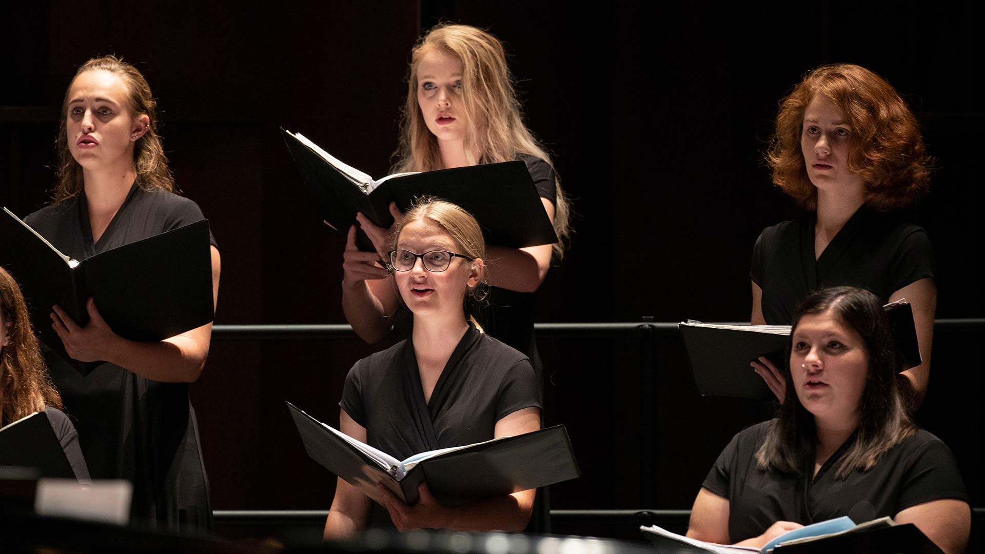 Collegiate Singers performing in a concert.
