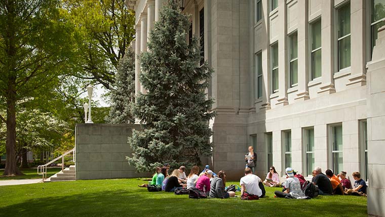 Students study outside during summer classes