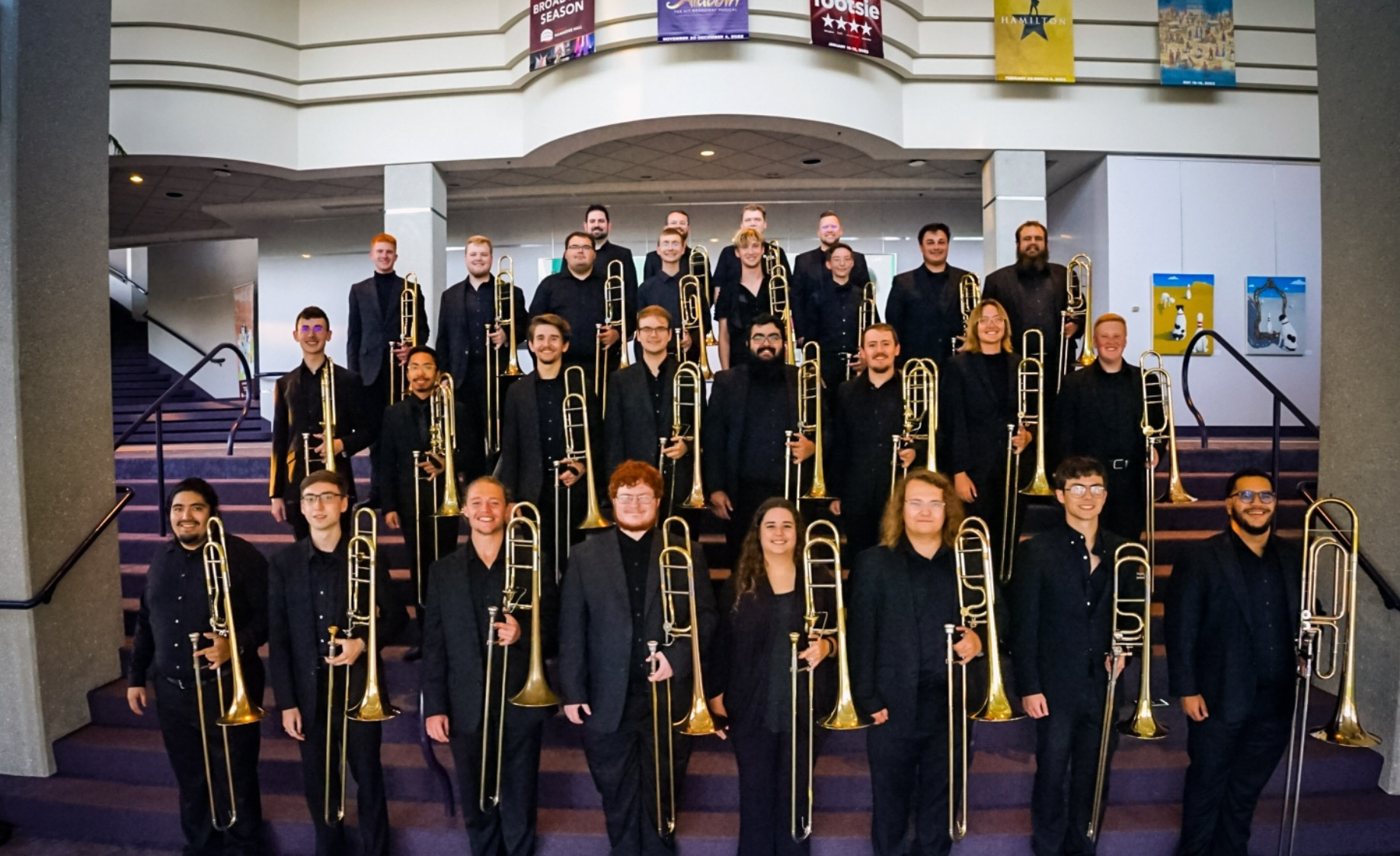 Photo of Missouri State University's Trombone Ensemble at Juanita K. Hammons Hall for the Performing Arts