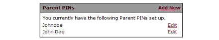 Parent PINs