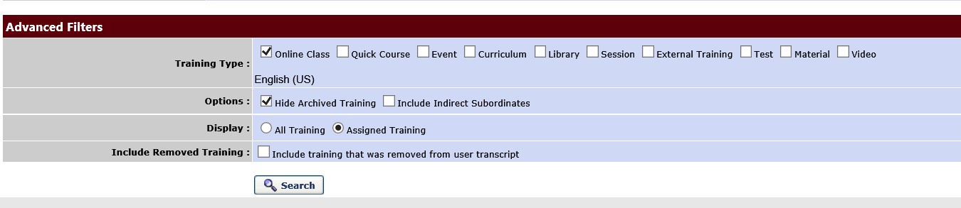 Picture of advance filters screen
