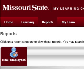 Picture of Reports tab on my learning connection