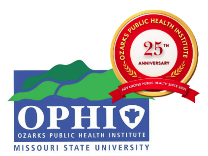 OPHI logo with the 25th anniversary logo on the upper right