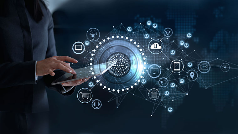 Complex diagram projected from handheld tablet