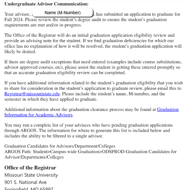 Application to Graduate Advisor Confirmation
