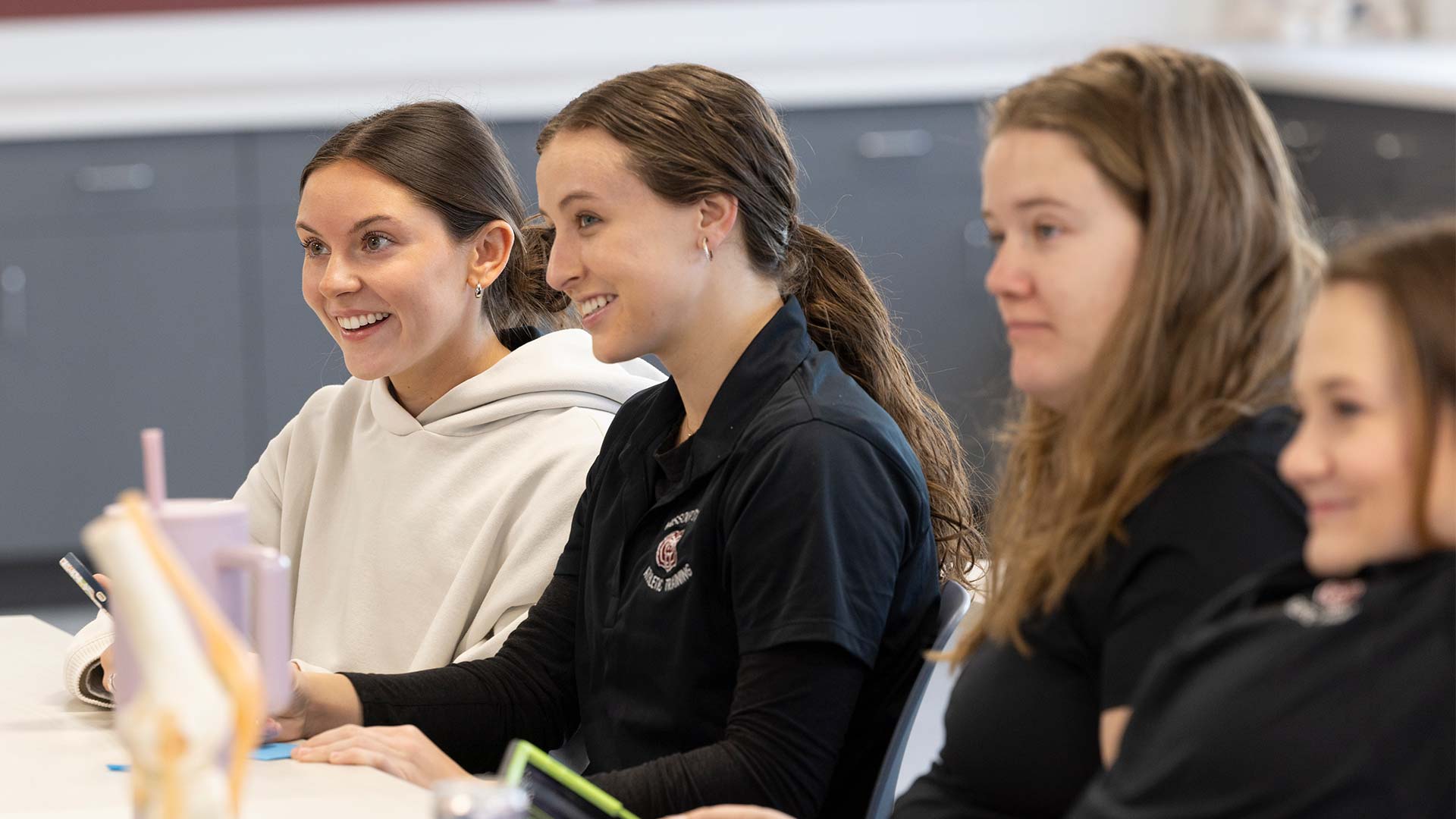 Athletic training students having fun in class.