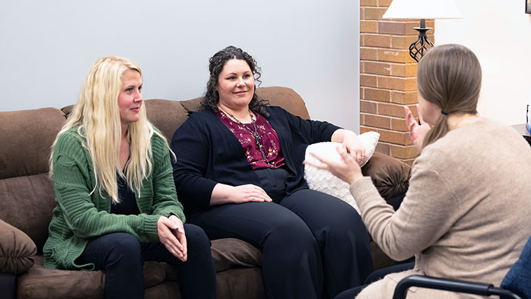 A psychology student interacting in a practice setting