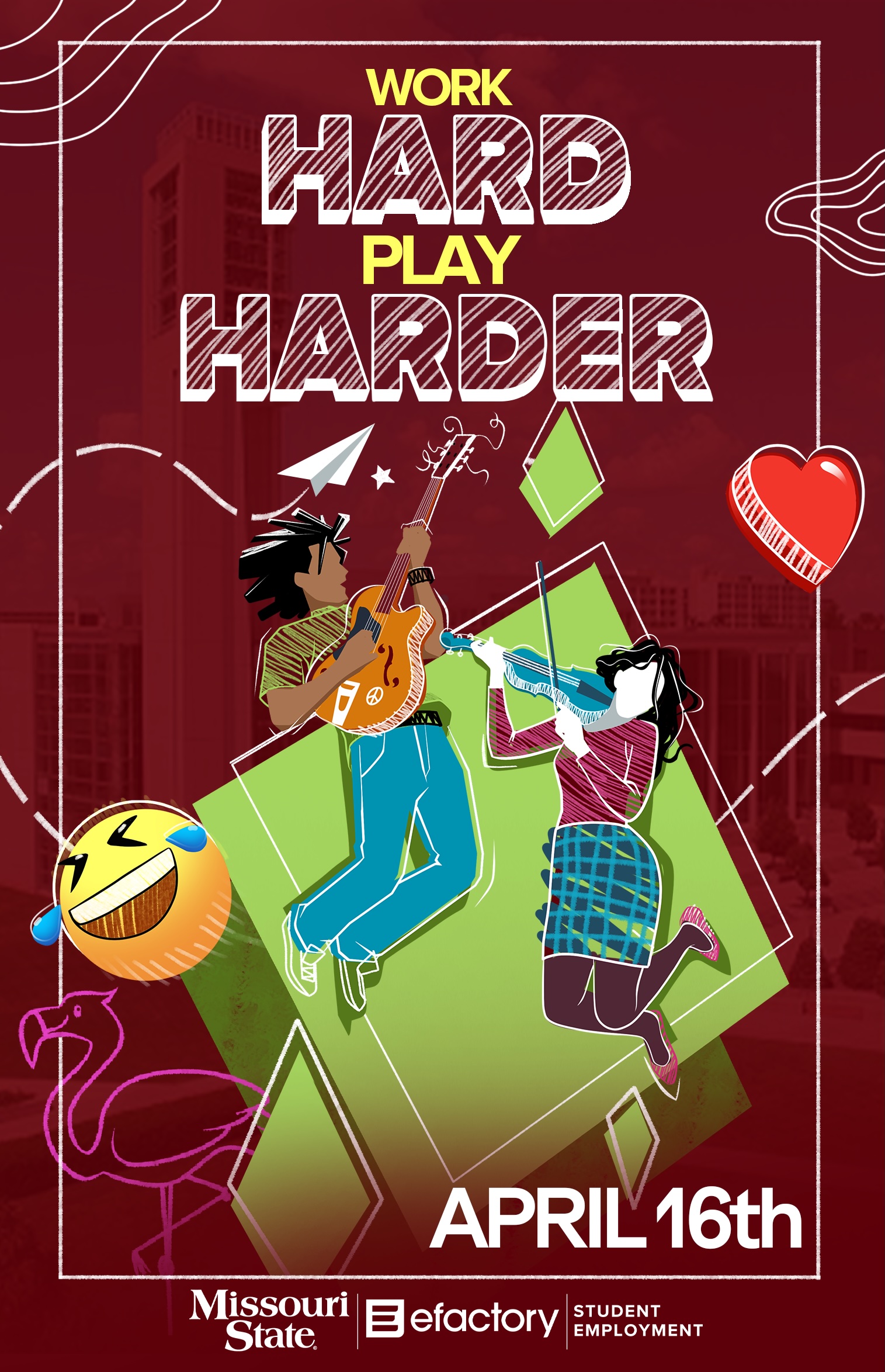 Graphic that says Work Hard, Play Harder