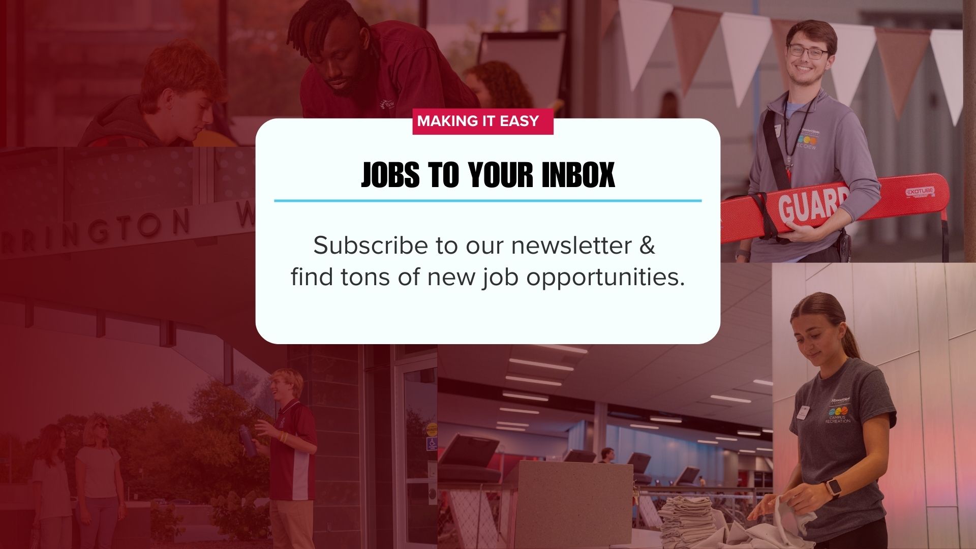 Student pointing to info about signing up for email