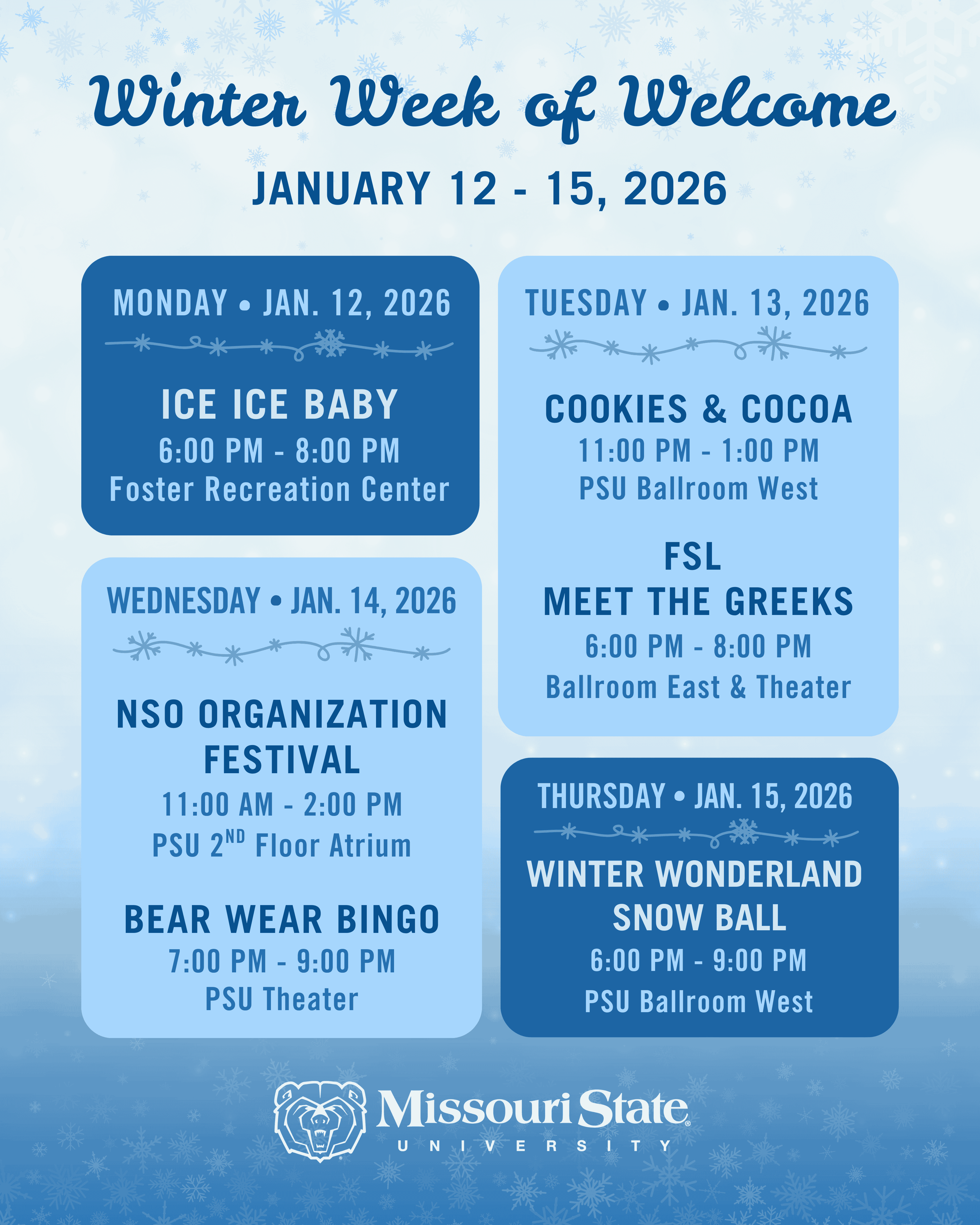 winter week of welcome schedule of events