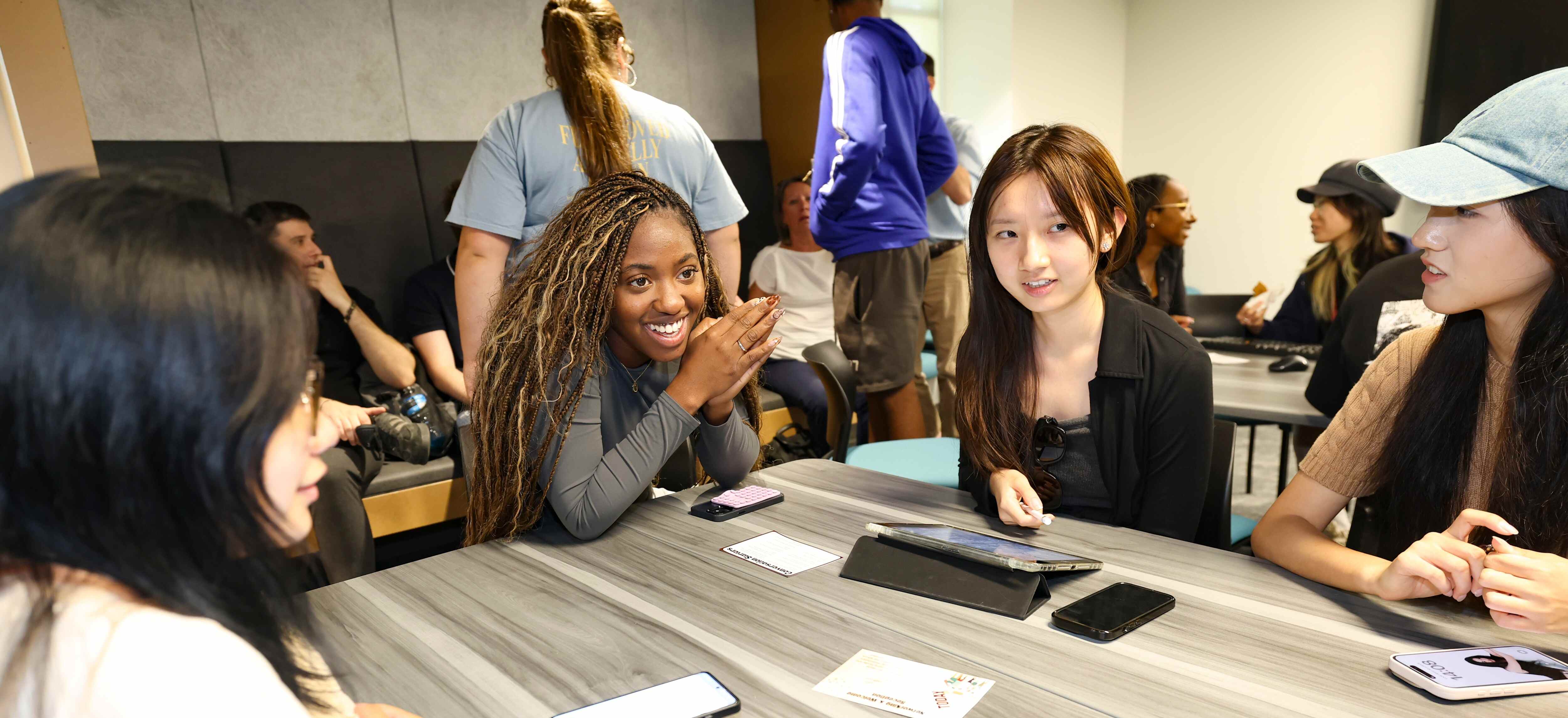 Students conversing at ChaTea