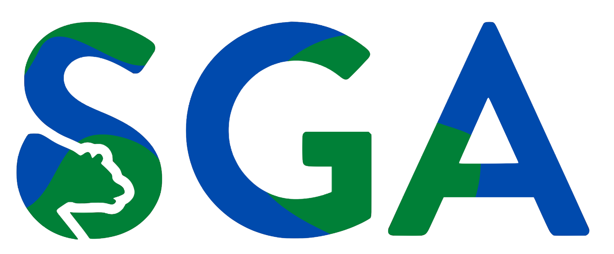 Blue and green SGA logo
