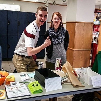 Students at the Green Student Alliance information table.
