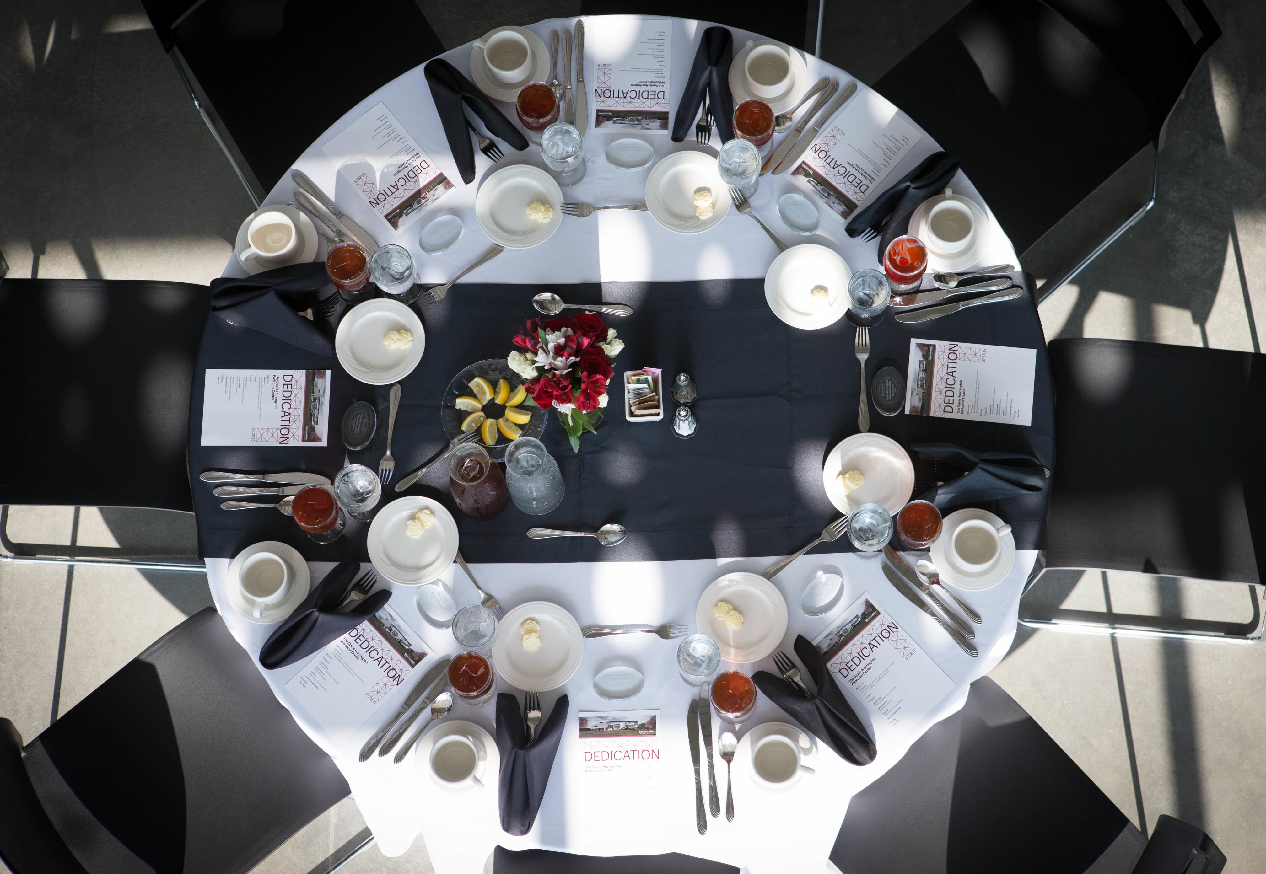 Assorted table with dining utensils