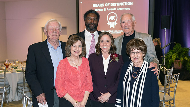 Recipients of the Bears of Distinction honor together in a photo at the banquet. 