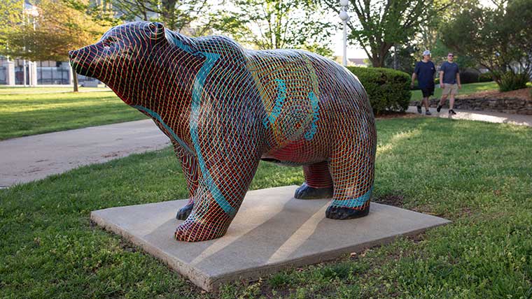 Missouri State bear statue on campus.