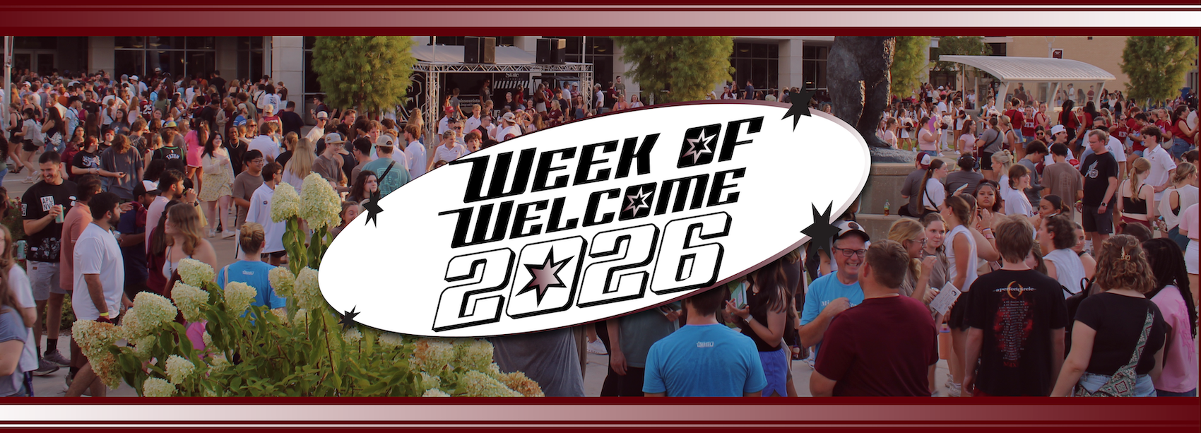Week of Welcome 2026 with bear bash in the background