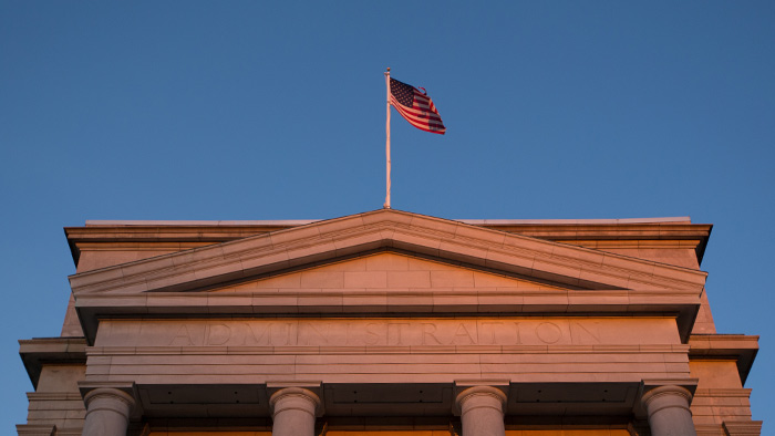 Flag atop Carringtion Hall