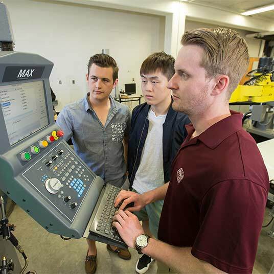 Mechanical engineering and technology students work with professors on projects related to their field.