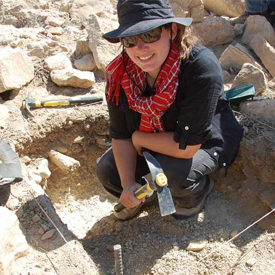Dr. Julia Troche participating in an archaeology dig in Petra, Jordan.